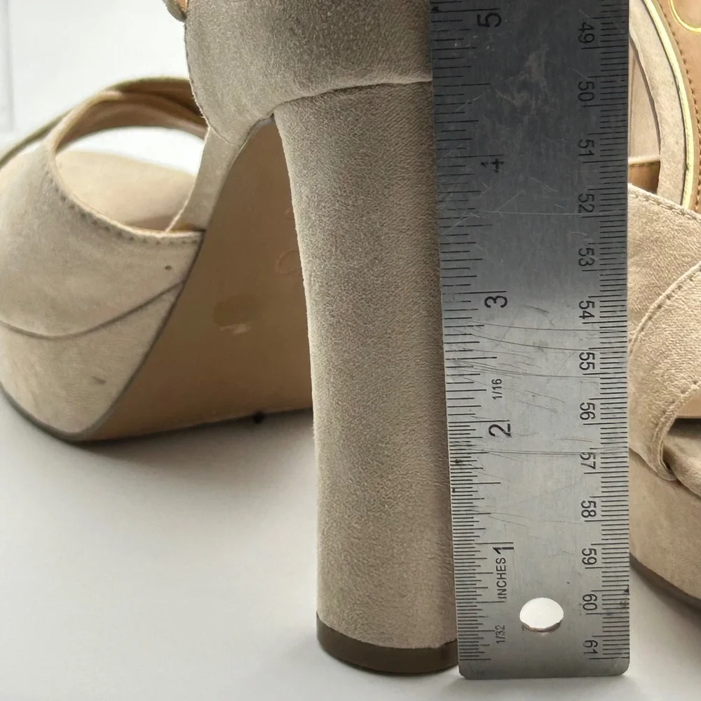 Jessica Simpson Irbella Sandals Womens 8.5 Beige Platform Block Heel‎ Glam